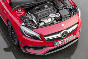 Mercedes-AMG A 45 4MATIC,jupiter rot, AMG Night-Paket, AMG Aerodynamik-Paket, AMG 2,0-Liter-Turbomotor mit 280 kW (381 PS) Höchstleistung und maximalen Drehmoment von 475 Newtonmeternjupiter red, AMG Night package, AMG Aerodynamics package , AMG 2.0-litre turbocharged engine with a peak output of 280 kW (381 hp) and maximum torque of 475 newton metres