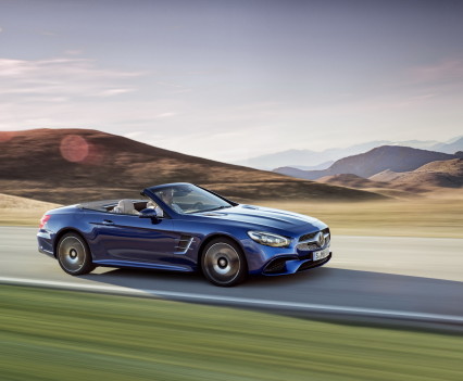 Mercedes-Benz SL 500. Brillantblau mit AMG Line