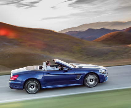 Mercedes-Benz SL 500. Brillantblau mit AMG Line